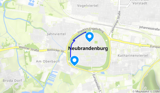 Kartenausschnitt St. Johannis Neubrandenburg